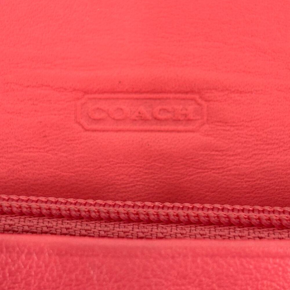 Coach Leather Bonnie Slim Envelope Wallet Double Zipper Coral and Pink‎ 8 Inch - Picture 7 of 13